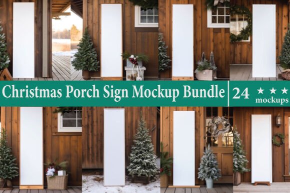 Christmas Porch Sign Mockup Bundle for Graphics and Product Mockups