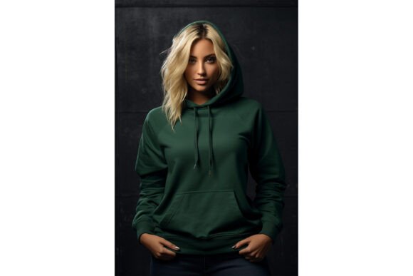 Female Wearing Green Hoodie Mockup for Product Mockups and Graphics