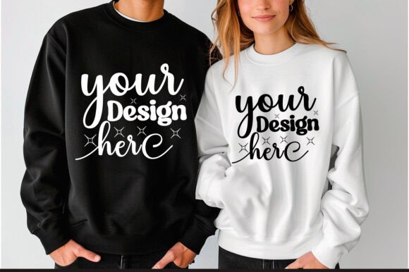 Gildan 18000 Couple Mockup 34 for Product Mockups and Graphics