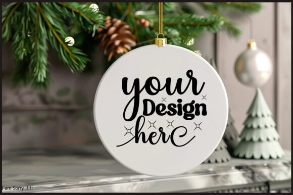 Round Christmas Ornament Mockup 7 for Product Mockups and Graphics