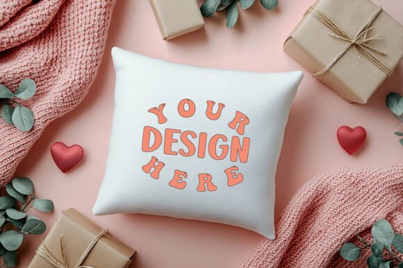 Valentine Pillow Mockup for Product Mockups and Graphics